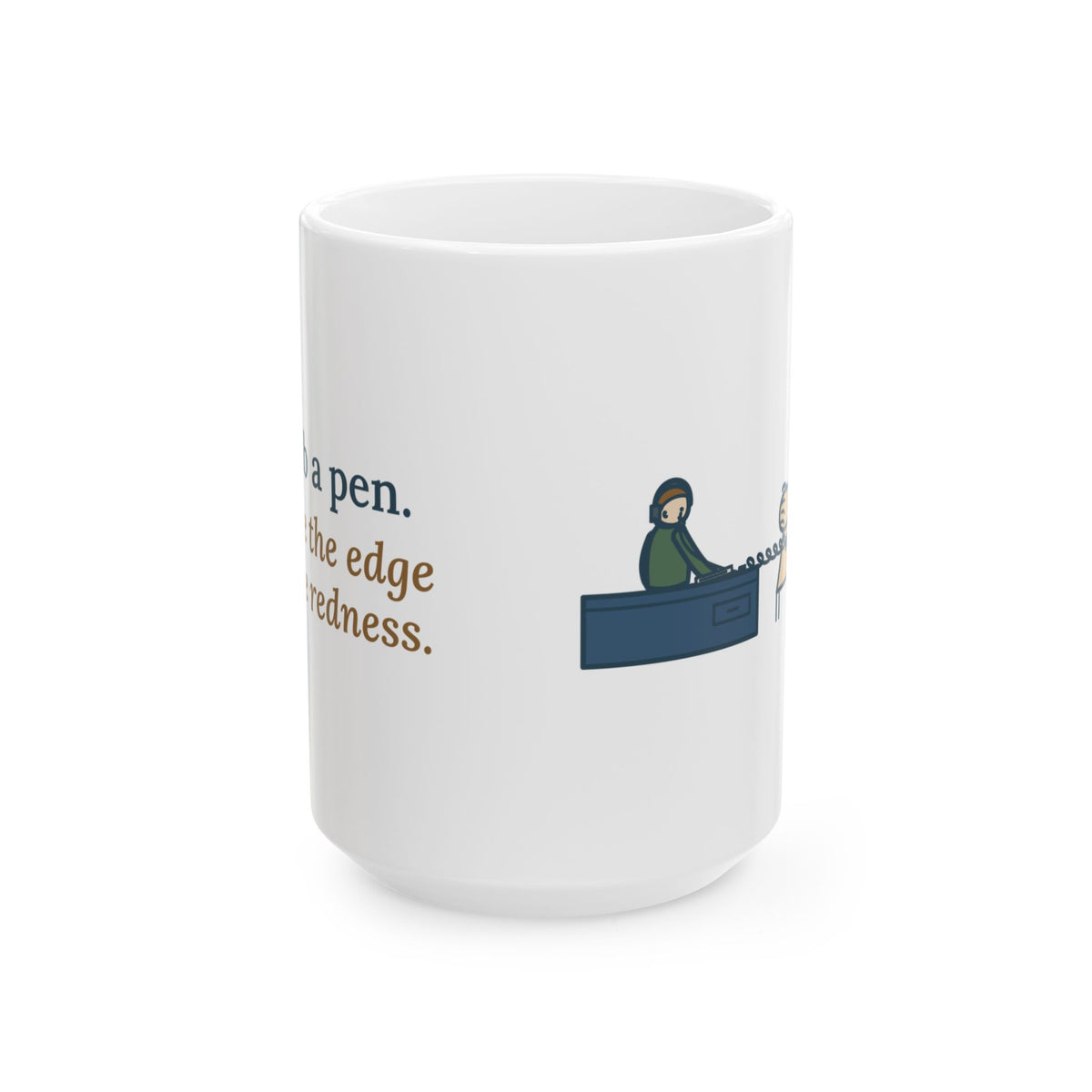 Large 15oz Telephone Triage Nurse Mug - Advice Line Pen and Phone Cord Design