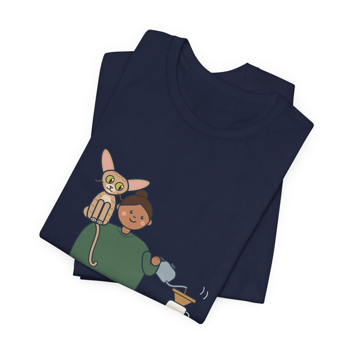 Devon Rex Cat T-Shirt - Rides on My Shoulder Like a Parrot Funny Shoulder Cat Tee