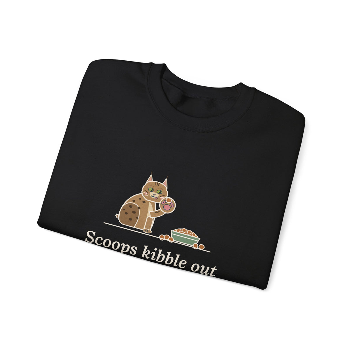 Pixiebob Cat Crewneck Sweatshirt - Kibble Scooped With Her Mitten Paw