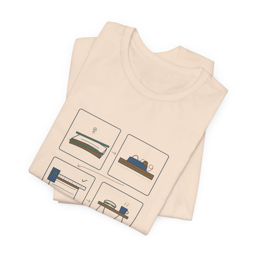 Woodworking T-Shirt - Flat, Straight, Square. Then Lunch. Woodworker Tee