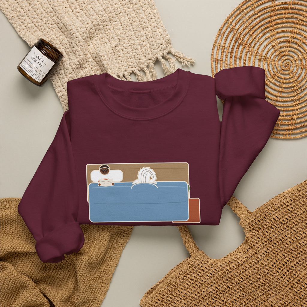 Chinese Crested Crewneck Sweatshirt - Cozy Dog Under the Comforter, Crest Showing