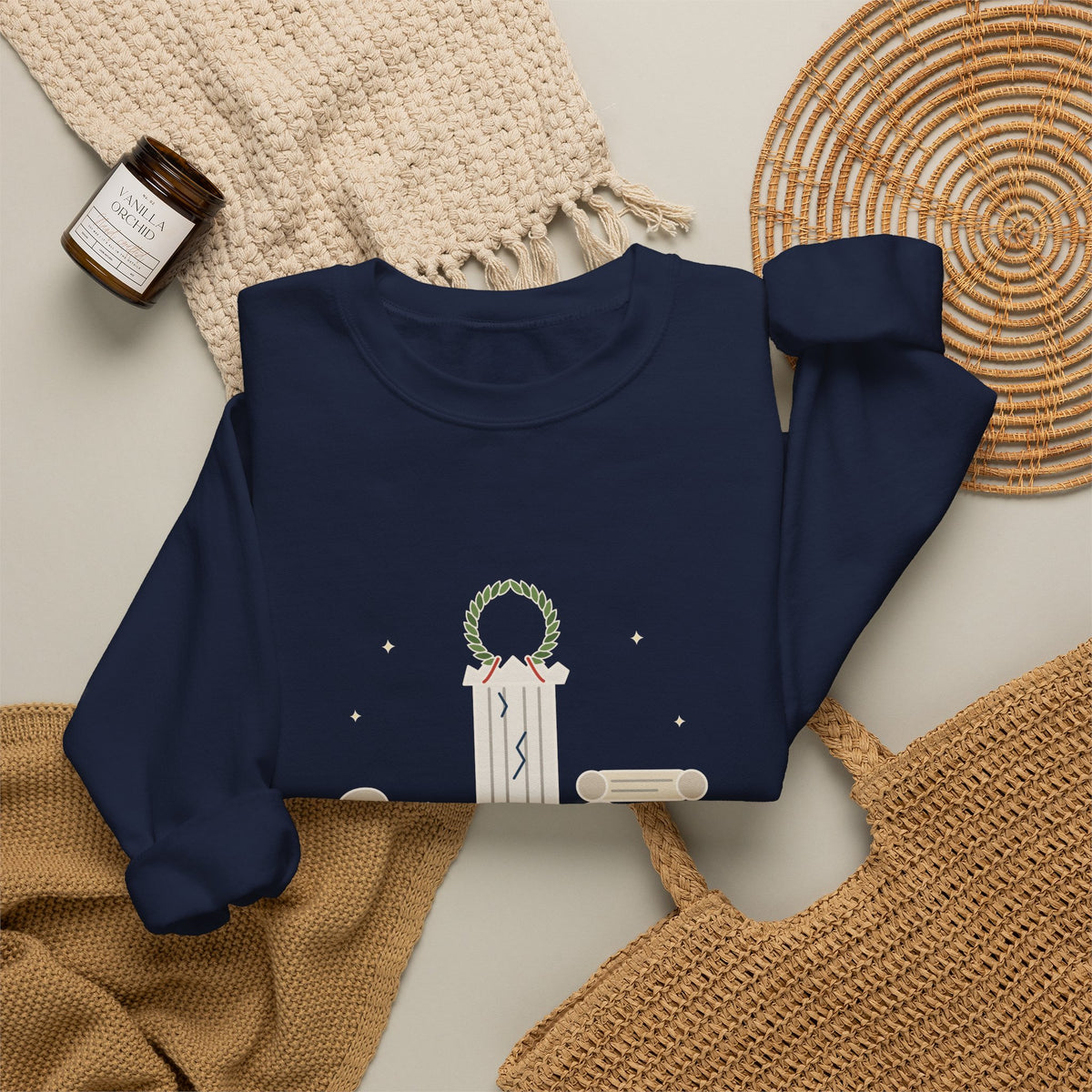 Beware the Ides of March Sweatshirt, Humor Shakespeare Quote Crewneck with Laurel and Column