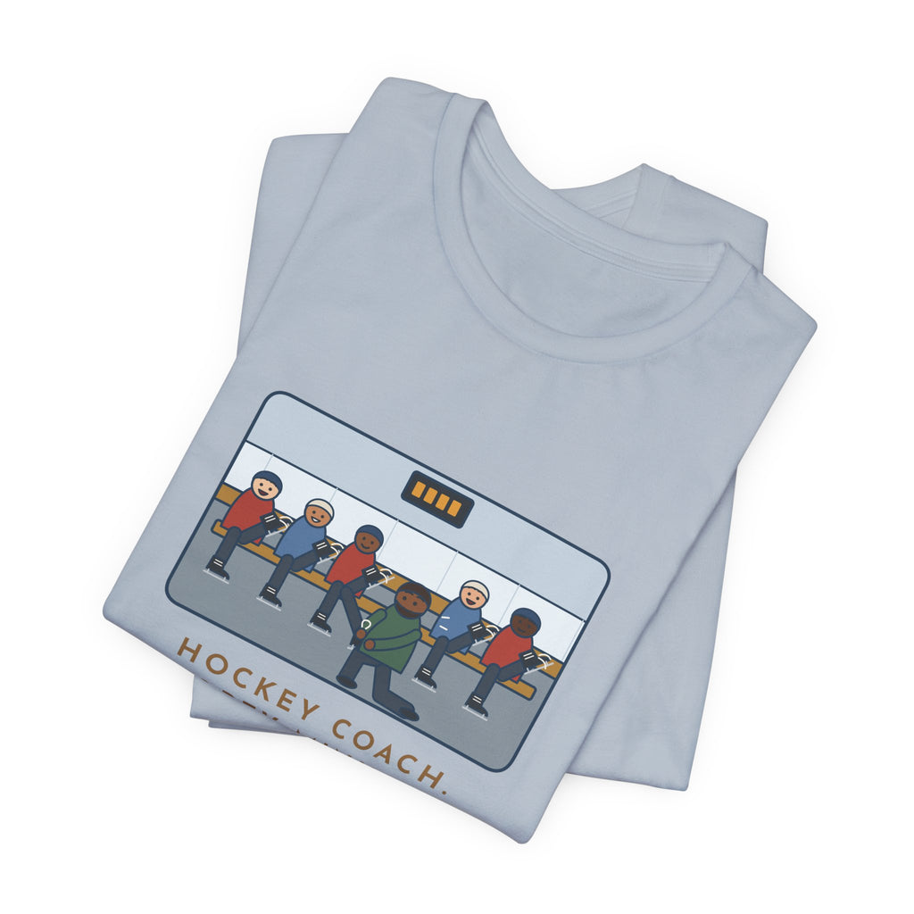 Funny Hockey Coach T-Shirt, Forty Minutes on the Rink, Thirty-Five of Them Tying Skates, Rink Bench Tee