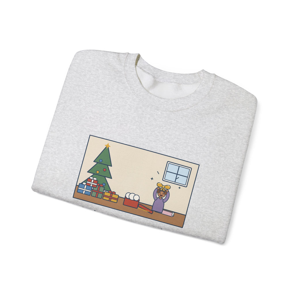 Christmas Morning Sweatshirt, The Toddler Opened One Gift and Spent an Hour with the Bow, Funny Shiny Bow Crewneck