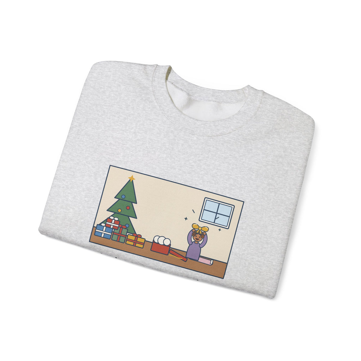 Christmas Morning Sweatshirt, The Toddler Opened One Gift and Spent an Hour with the Bow, Funny Shiny Bow Crewneck