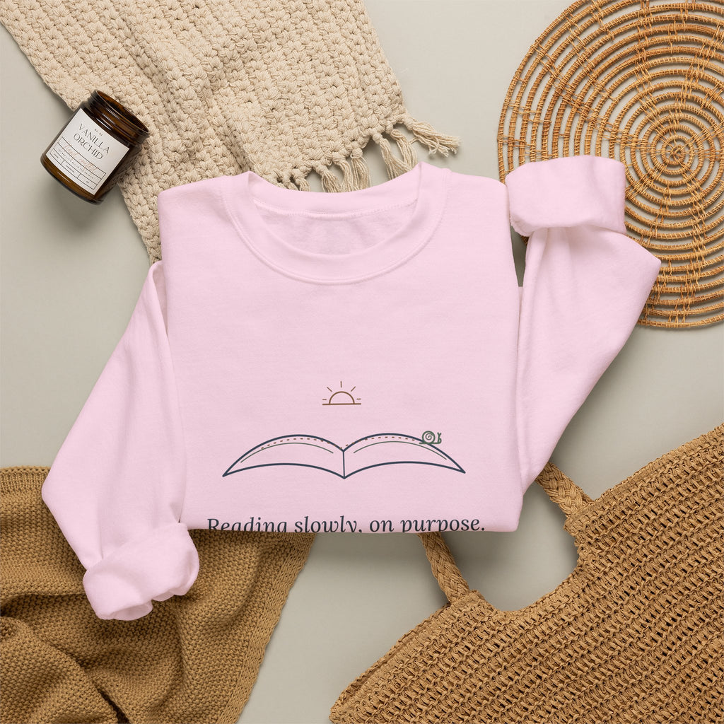 Bookish Crewneck Sweatshirt for Book Lovers - Reading Slowly, On Purpose