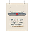 Shakespeare Quote Poster, These Violent Delights Have Violent Ends, Dark Romance Candle and Rose Wall Art