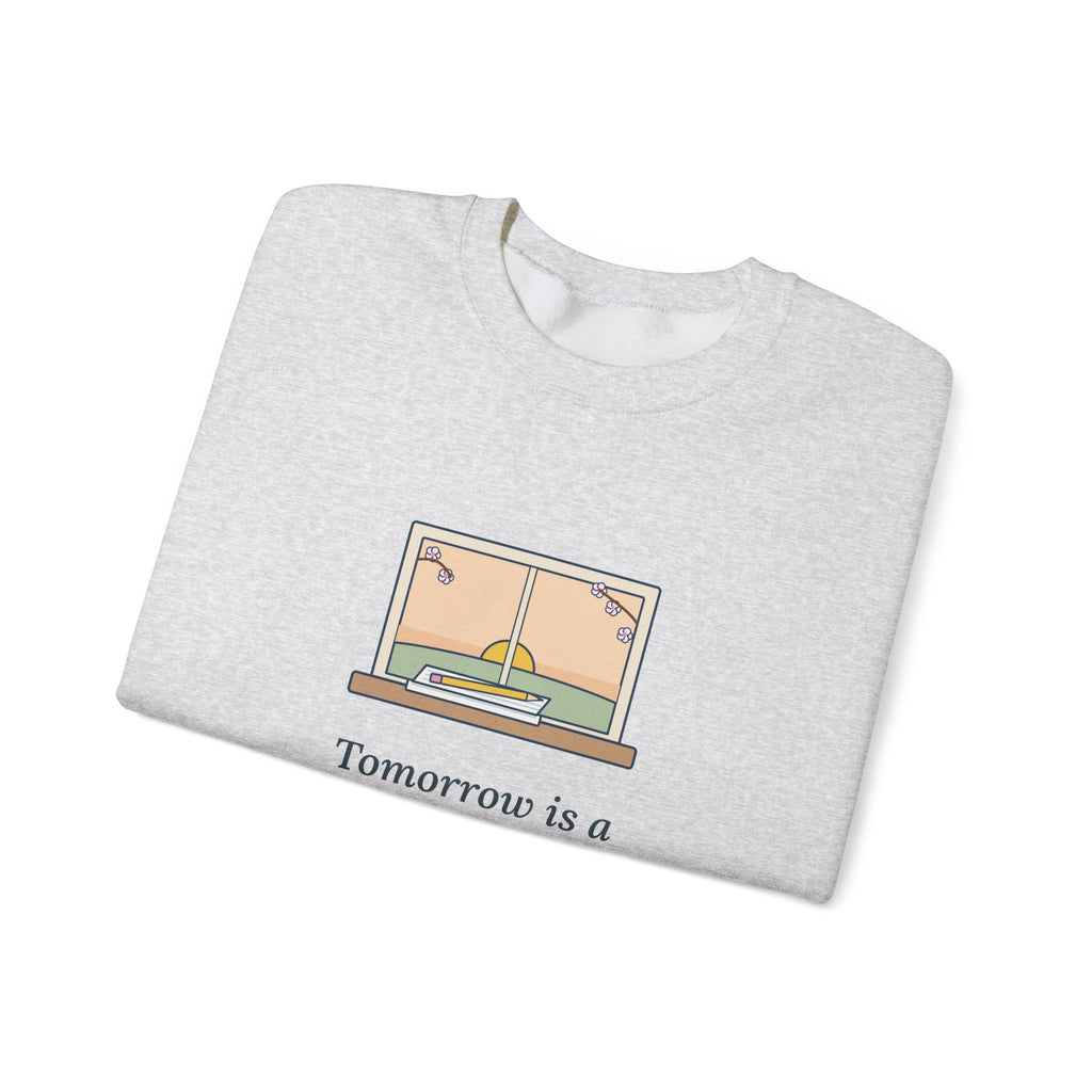 Tomorrow Is a New Day with No Mistakes in It Yet Sweatshirt, Encouragement Montgomery Quote Crewneck with Dawn Windowsill