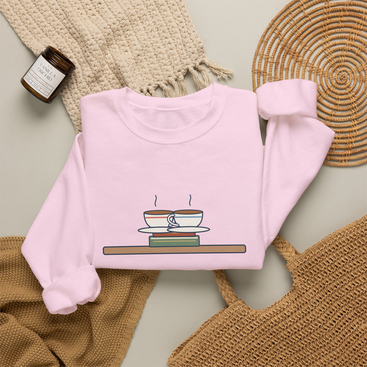 If I Loved You Less Sweatshirt, Love Jane Austen Quote Crewneck with Touching Teacups