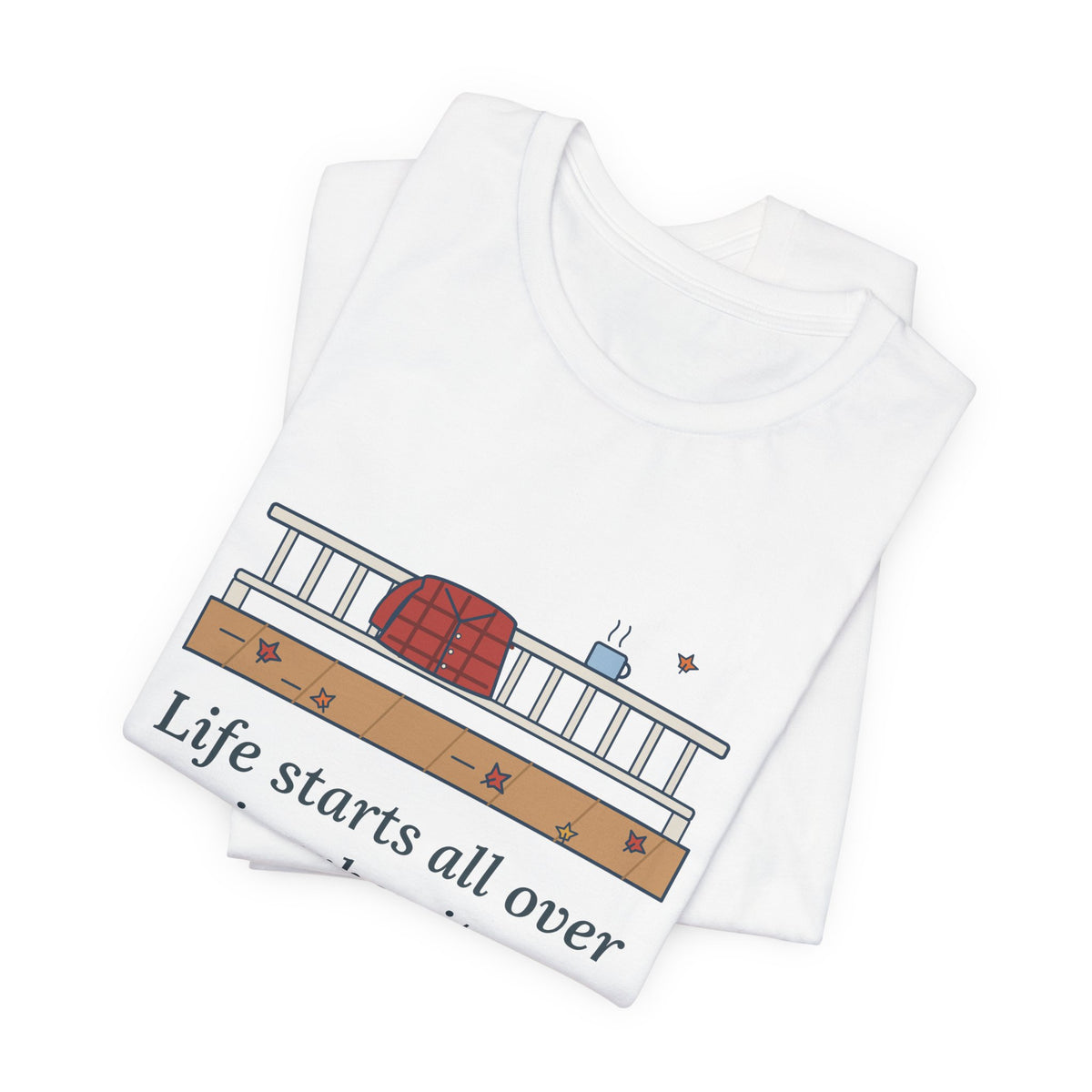 Fitzgerald Quote T-Shirt, Life Starts All Over Again When It Gets Crisp, Fall Porch Morning Tee