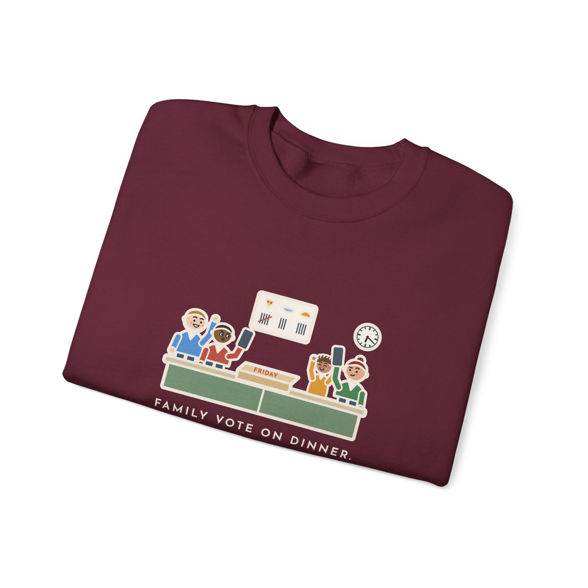 Family Dinner Sweatshirt, Twenty Minutes of Debate, Same Pizza Place as Last Friday, Funny Kitchen Vote Crewneck