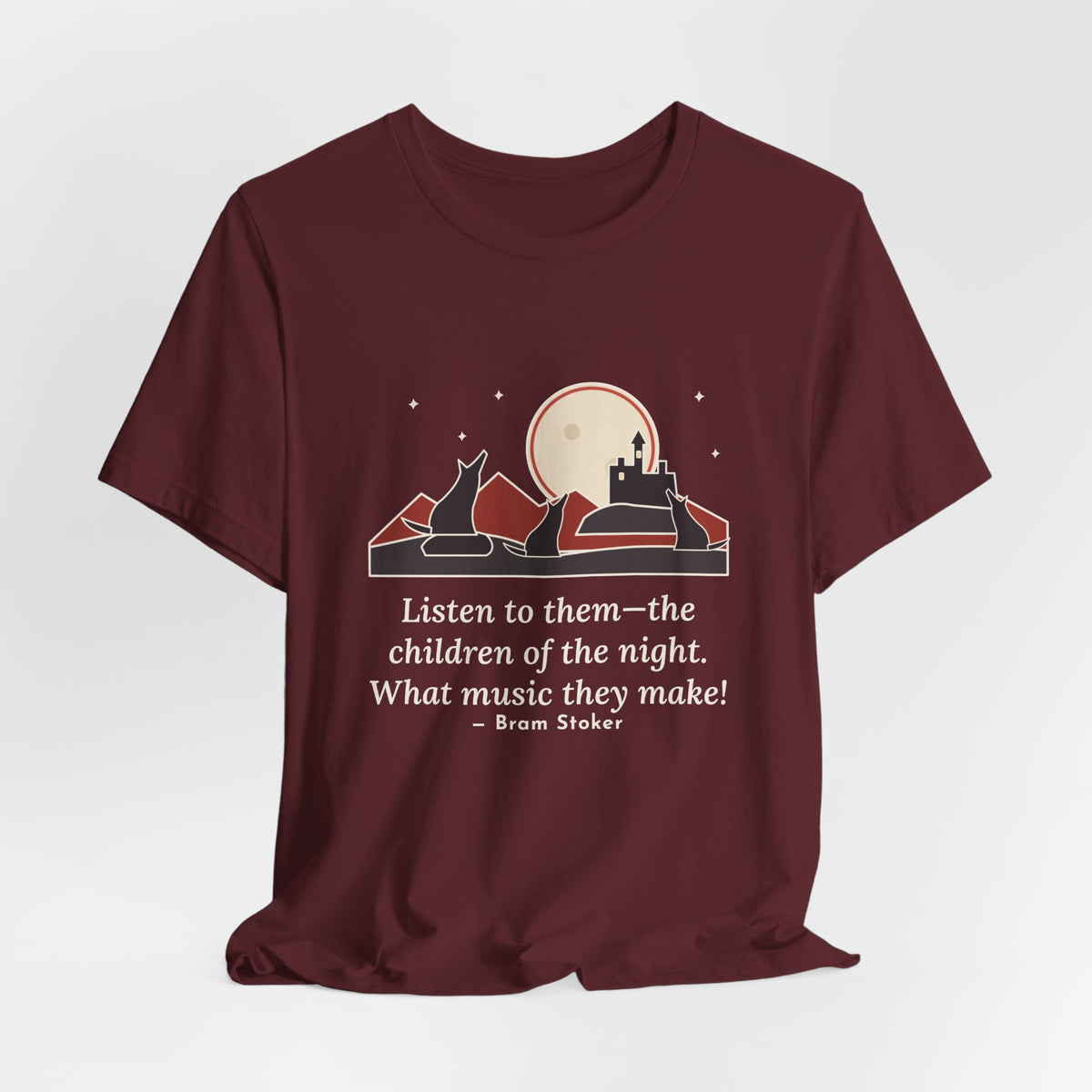 Bram Stoker Quote T-Shirt, The Children of the Night, Gothic Wolves and Red Moon Tee