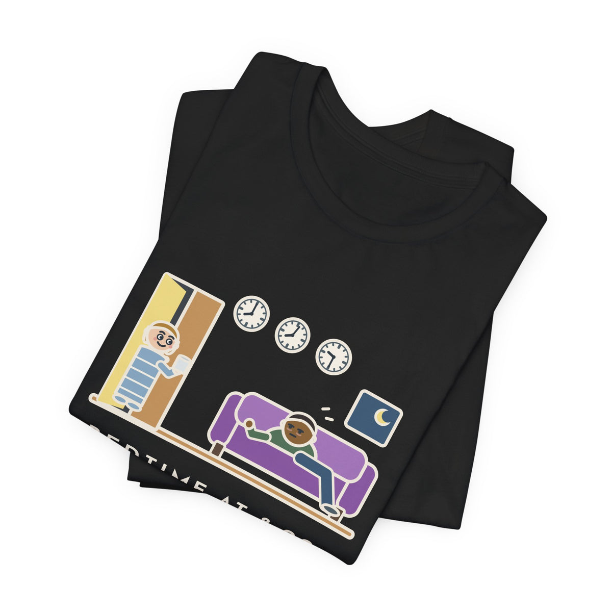 Funny Bedtime T-Shirt, Bedtime at 8:00, First Request for Water at 8:02, Last One at 9:30, Hallway Night Tee
