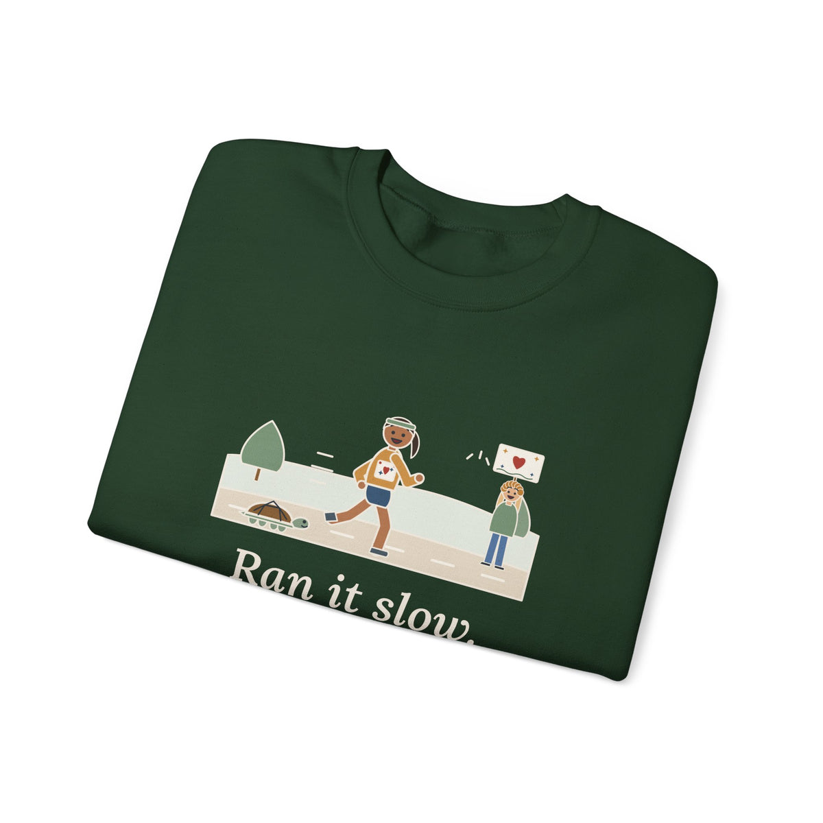 Ran It Slow. Ran It Anyway. Sweatshirt, Running Quote Crewneck, Turtle Pace