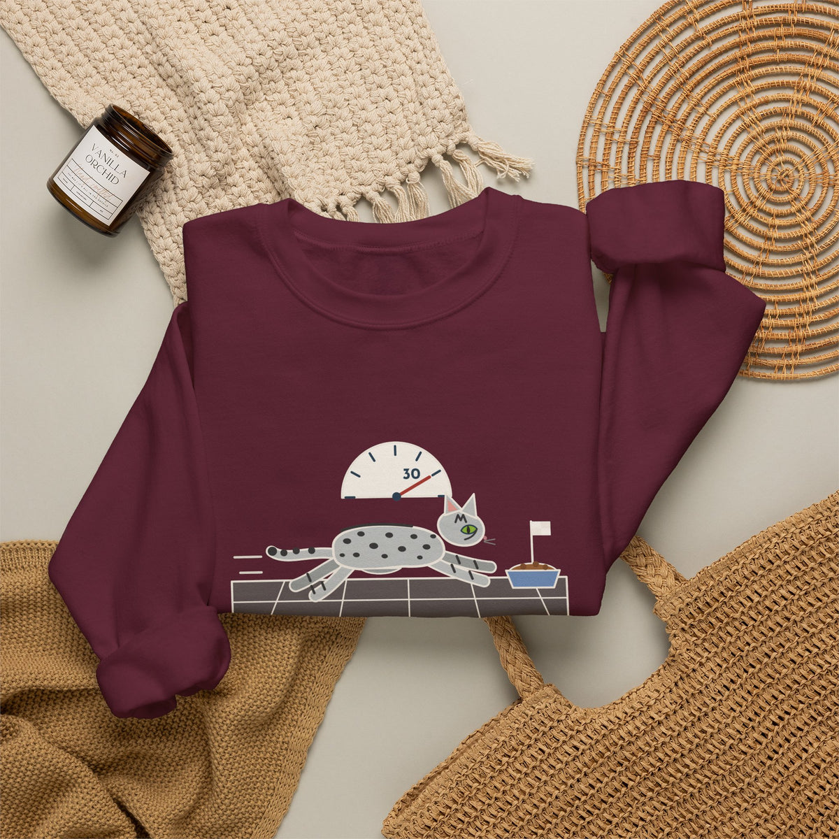 Egyptian Mau Crewneck Sweatshirt - Thirty Miles an Hour to the Food Bowl