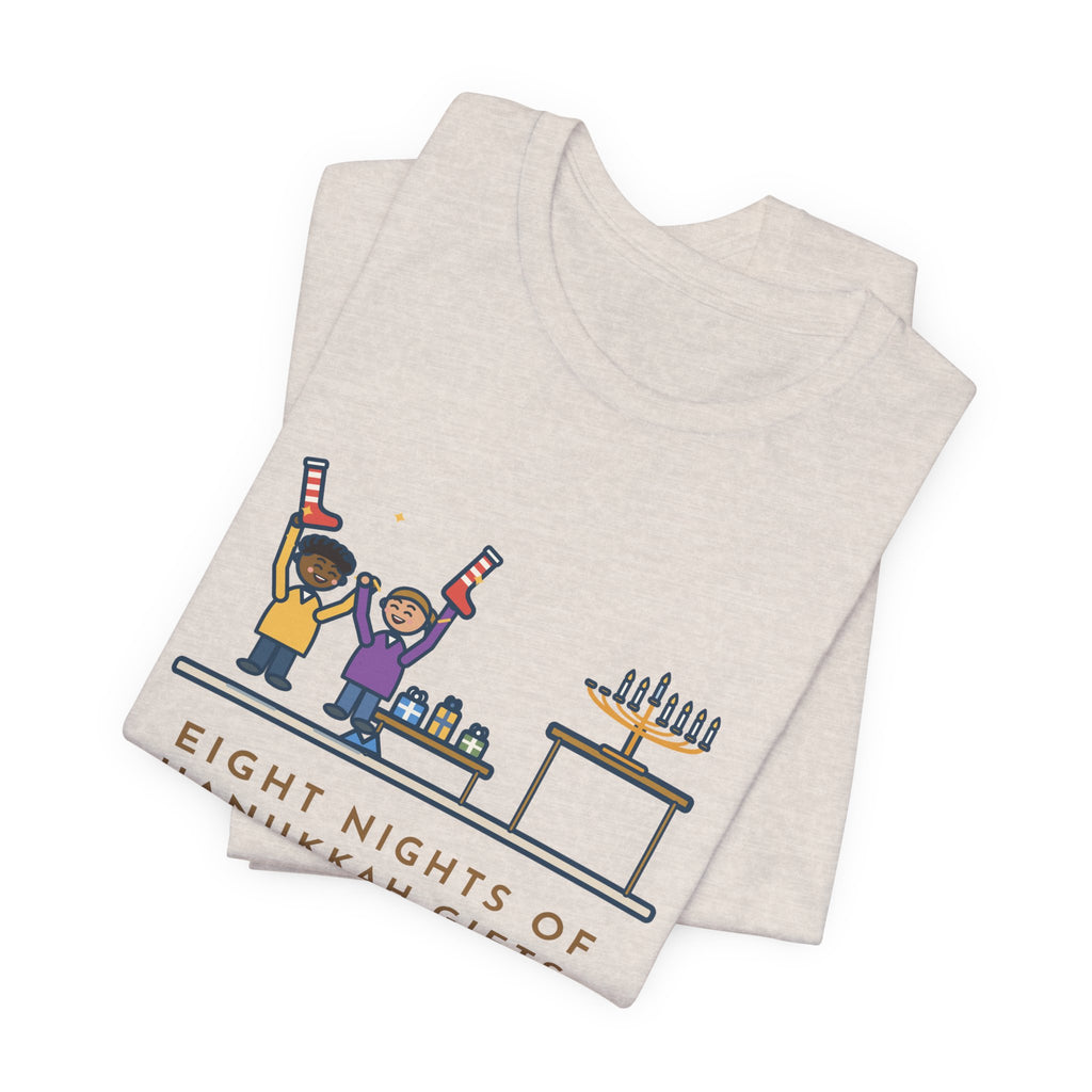 Funny Hanukkah T-Shirt, Eight Nights of Gifts, Night Six Was Socks, the Kids Cheered Anyway, Night Six Tee