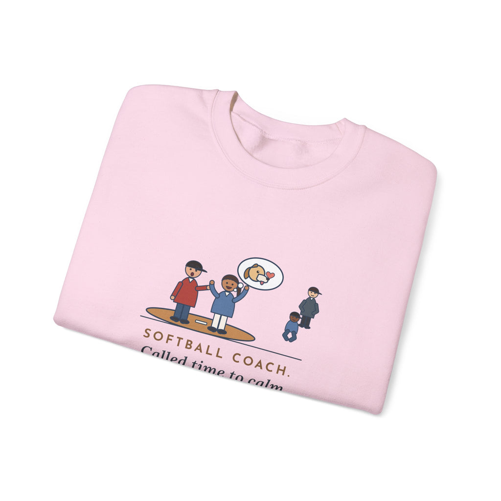 Softball Coach Sweatshirt, Called Time for a Mound Visit, Heard All About Her New Puppy, Funny Mound Visit Crewneck