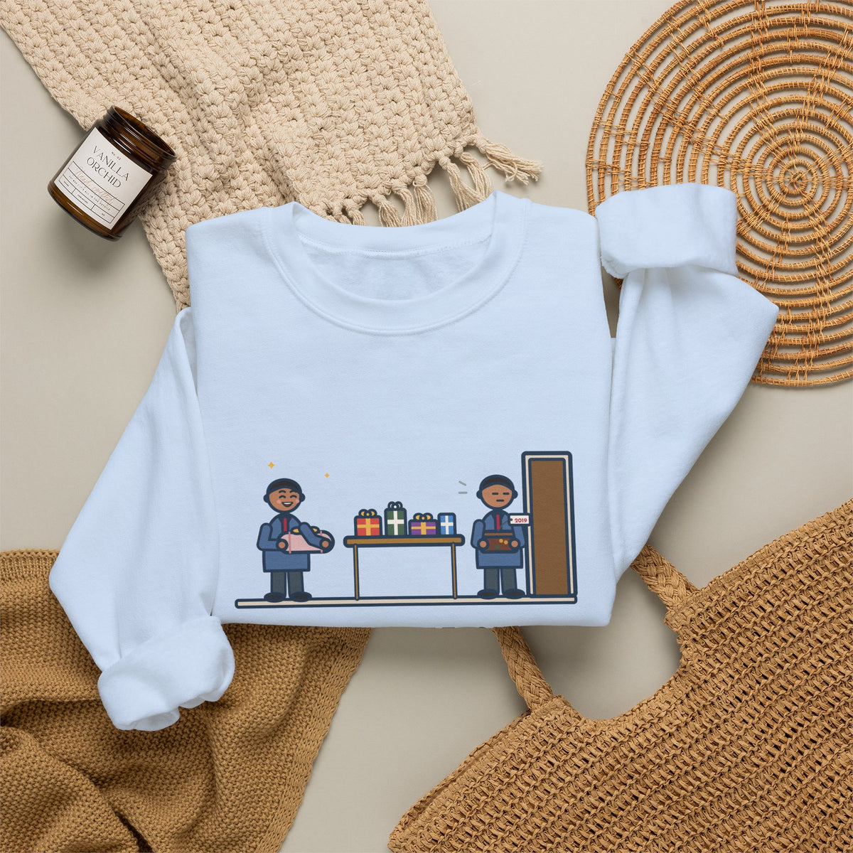 Office Gift Swap Sweatshirt, Brought a Nice Blanket, Went Home with a Fruitcake from 2019, Funny Break Room Swap Crewneck