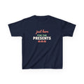 Just Here for the Presents Youth T-Shirt, Funny Christmas Kids Tee