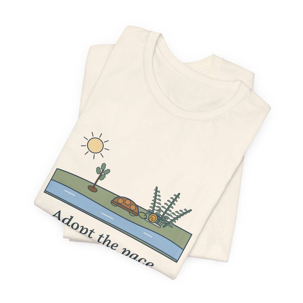 Emerson Quote T-Shirt, Adopt the Pace of Nature, Her Secret Is Patience, Nature Tortoise and Snail Tee