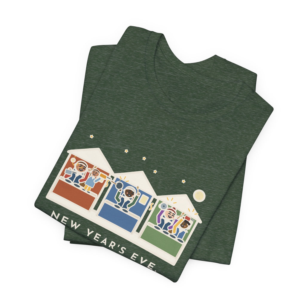 Funny New Year's Eve T-Shirt, Pots and Pans on the Porch at Midnight, the Whole Street Joined In, Porch Parade Tee