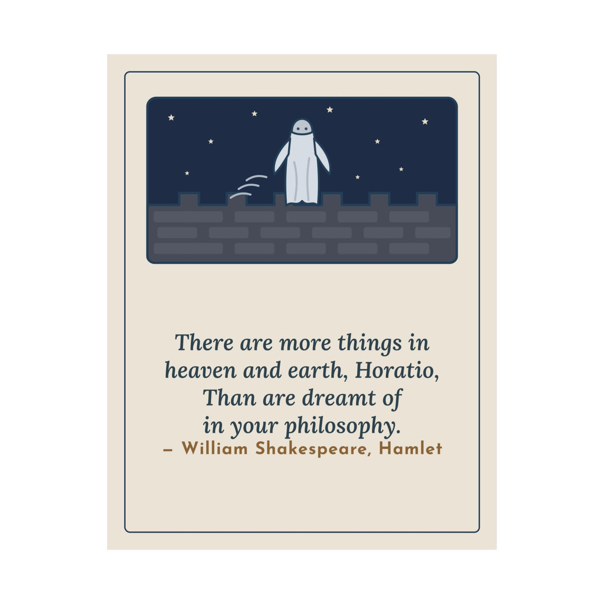 Shakespeare Quote Poster, More Things in Heaven and Earth, Literary Battlement Ghost Wall Art