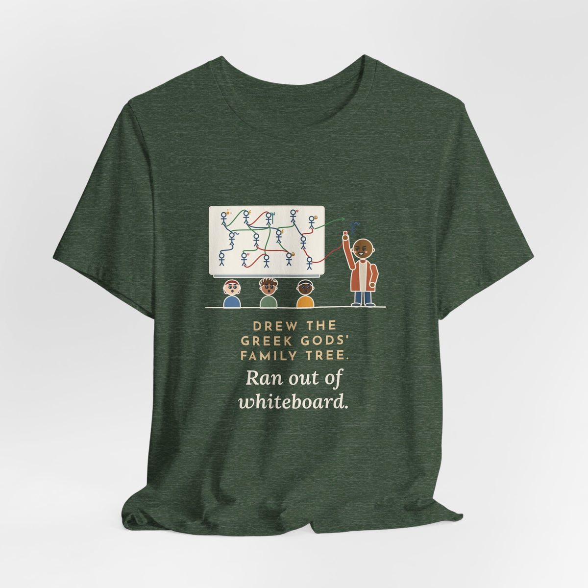 Mythology Teacher T-Shirt - Drew the Greek Gods' Family Tree, Ran Out of Whiteboard Funny Tee