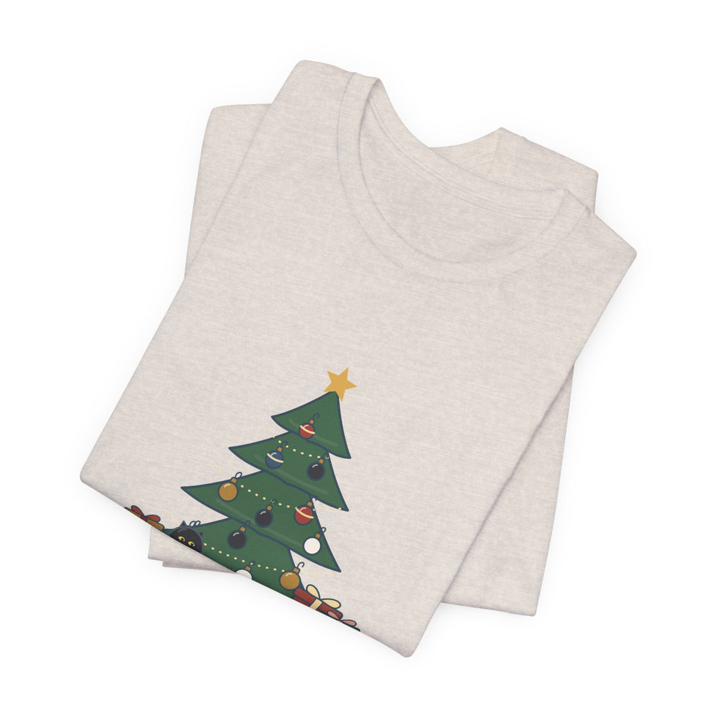 Black Cat Christmas T-Shirt - That Black Ornament on the Bottom Branch Is the Cat