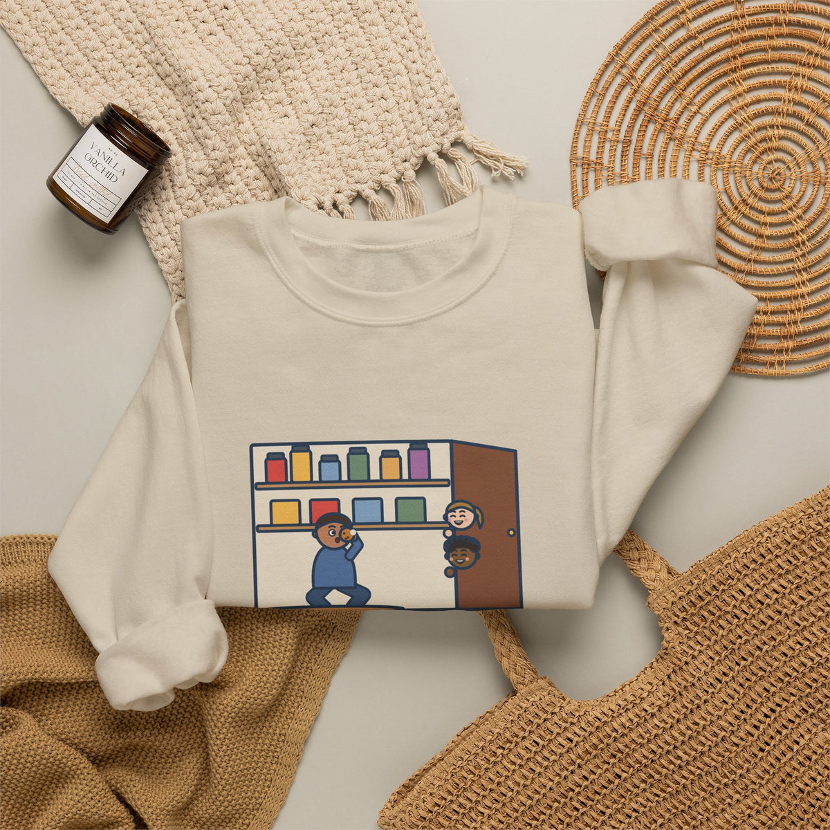 Parent Sweatshirt, Hid in the Pantry with a Cookie, Found by Two Kids in Under a Minute, Funny Pantry Hideout Crewneck