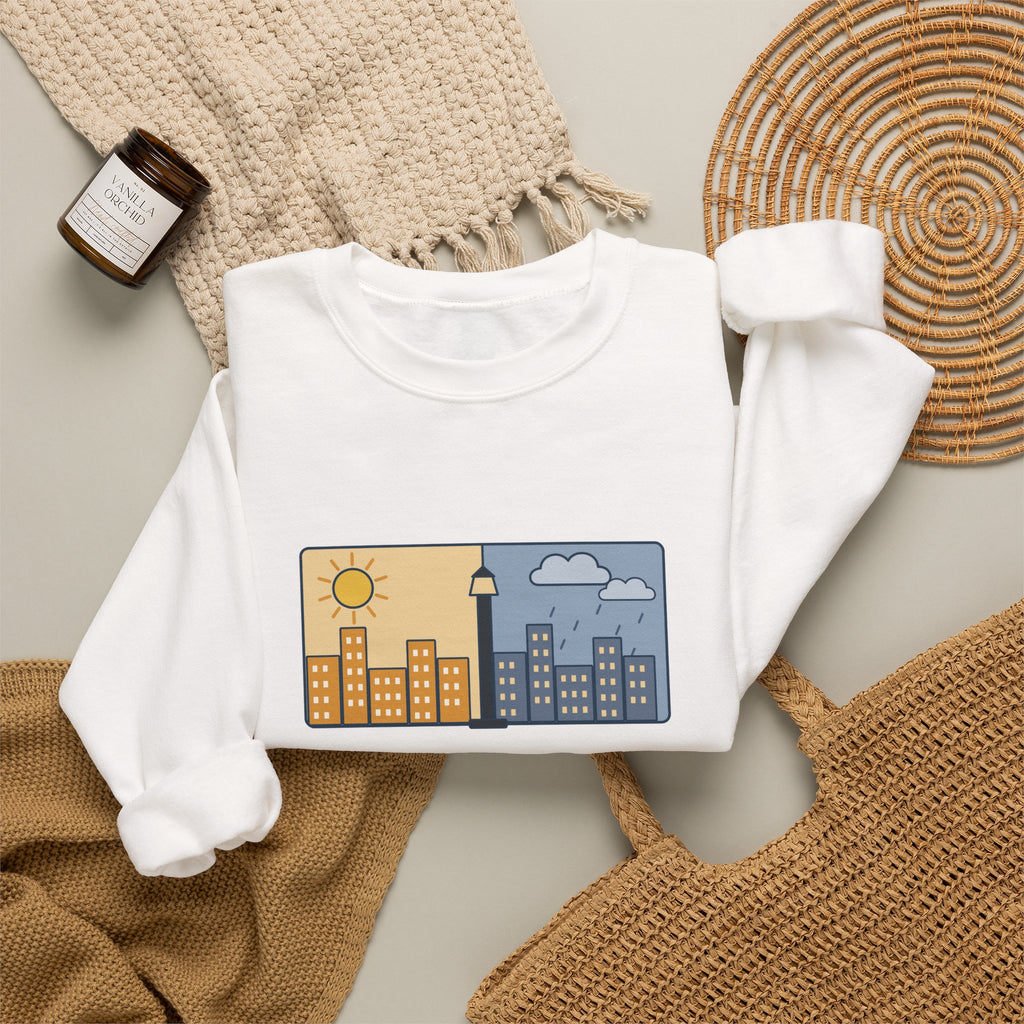 It Was the Best of Times, It Was the Worst of Times Sweatshirt, Literary Dickens Quote Crewneck with Split Skyline