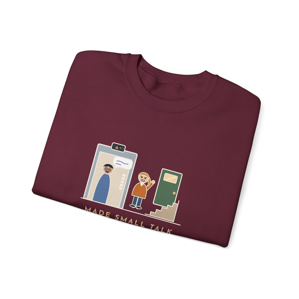 Funny Introvert Crewneck Sweatshirt - Escaped Elevator Small Talk Two Floors Early