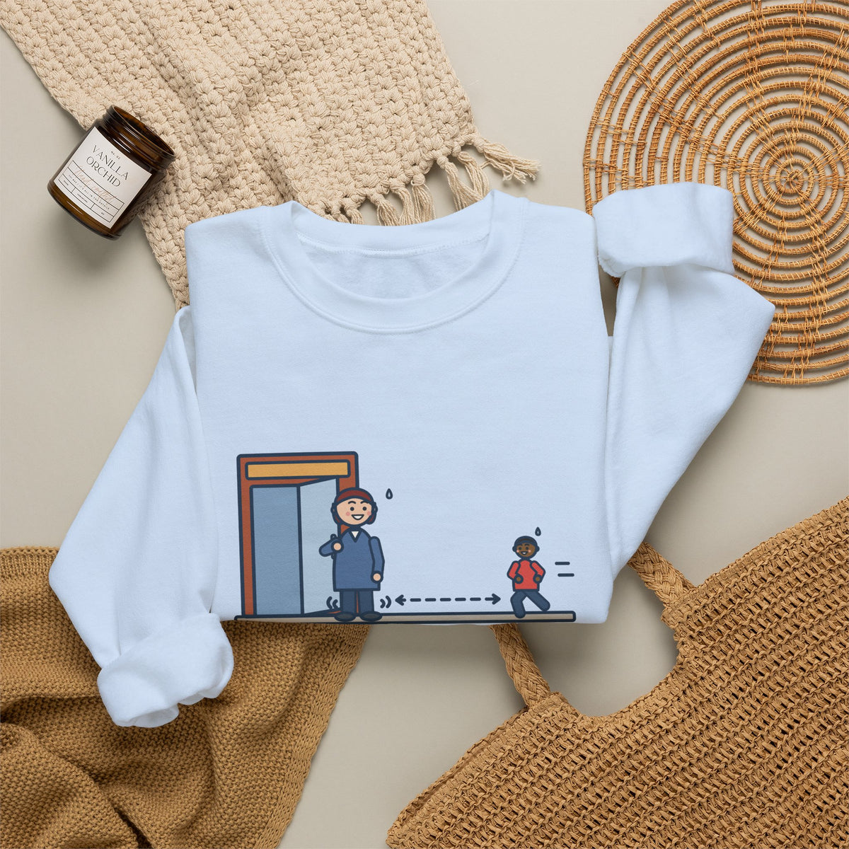 Holding the Door Sweatshirt, For Someone Twenty Feet Away, We Both Jogged, Funny Shop Entrance Crewneck