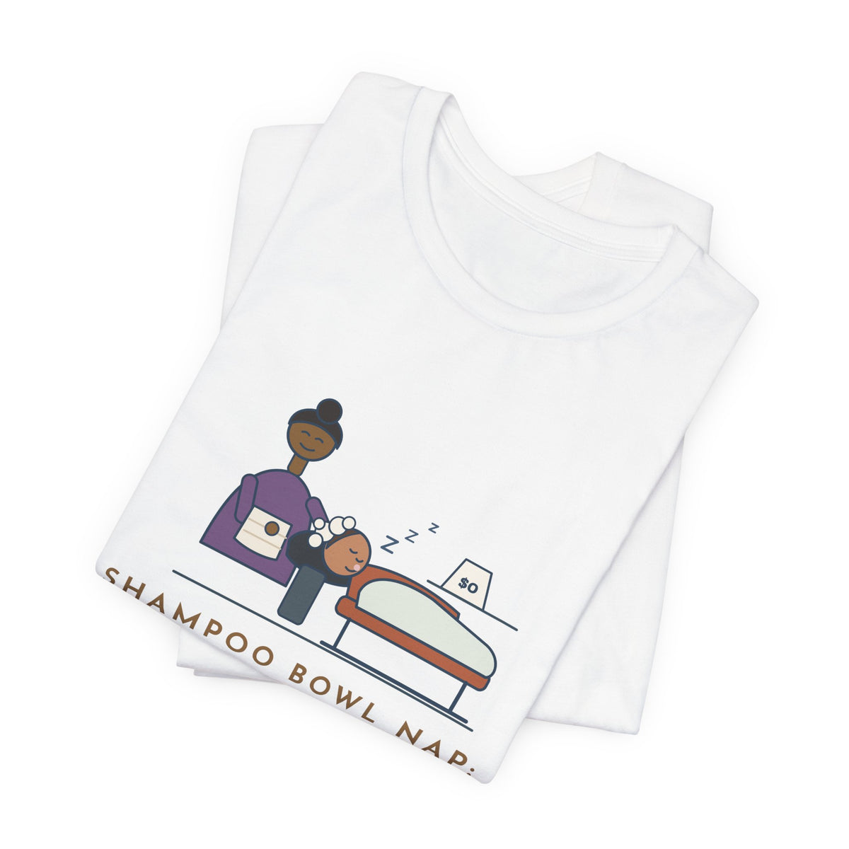 Salon Hairstylist T-Shirt - Shampoo Bowl Nap: Complimentary. Funny Stylist Tee