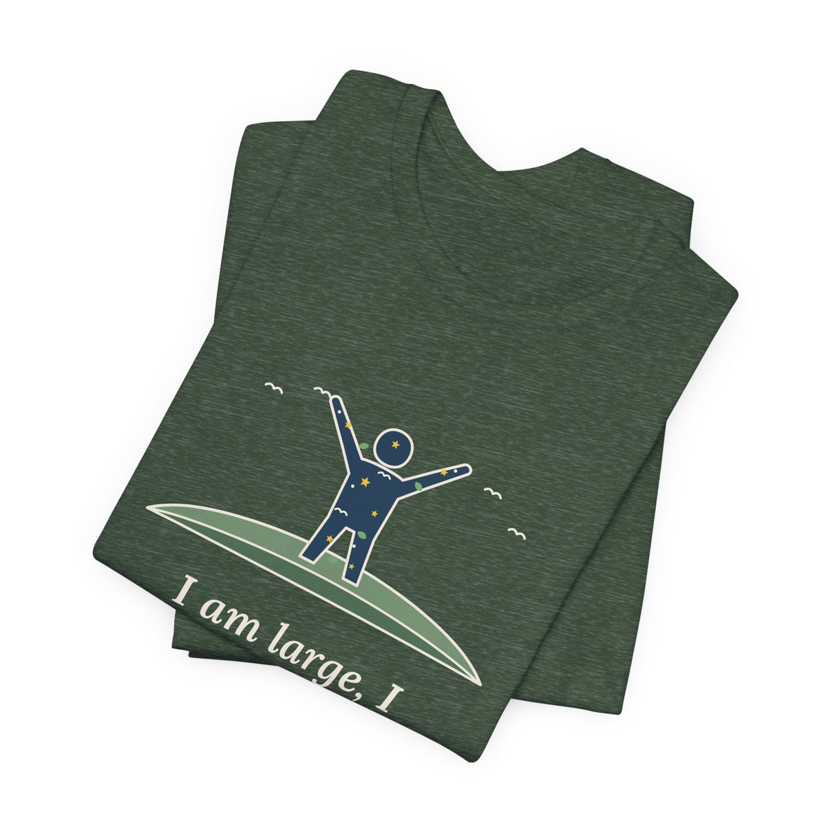 Walt Whitman Quote T-Shirt, I Am Large, I Contain Multitudes, Literary Starry Figure Tee