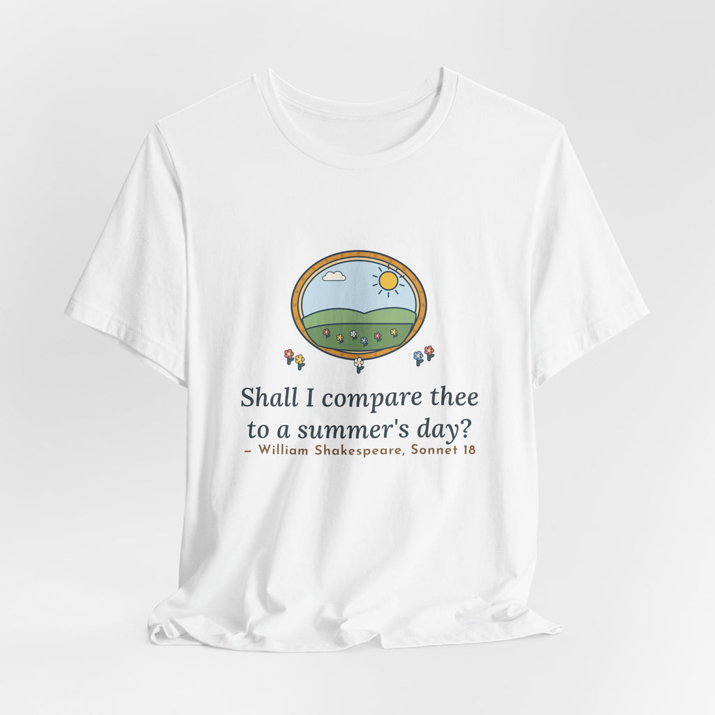 Shakespeare Quote T-Shirt, Shall I Compare Thee to a Summer's Day, Love Framed Meadow Tee