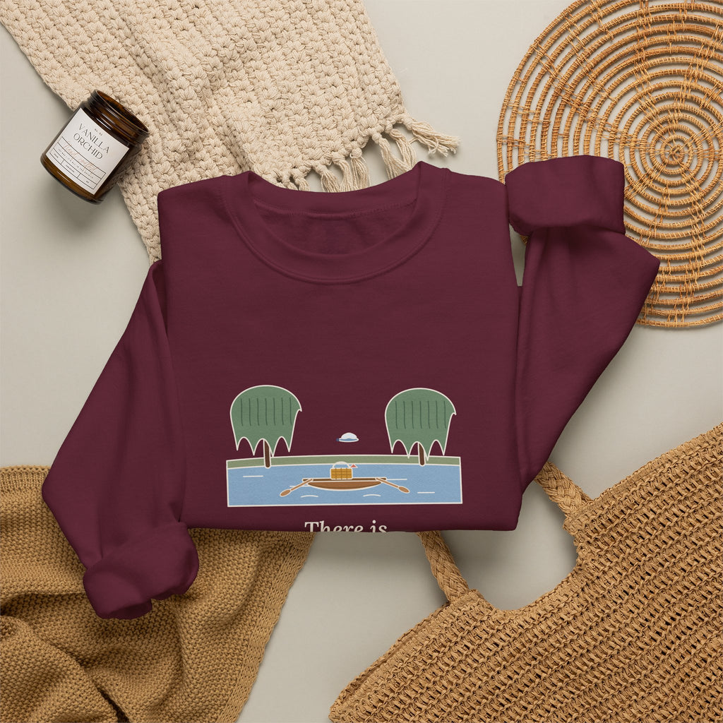 Simply Messing About in Boats Sweatshirt, Boating Grahame Quote Crewneck with River Rowboat