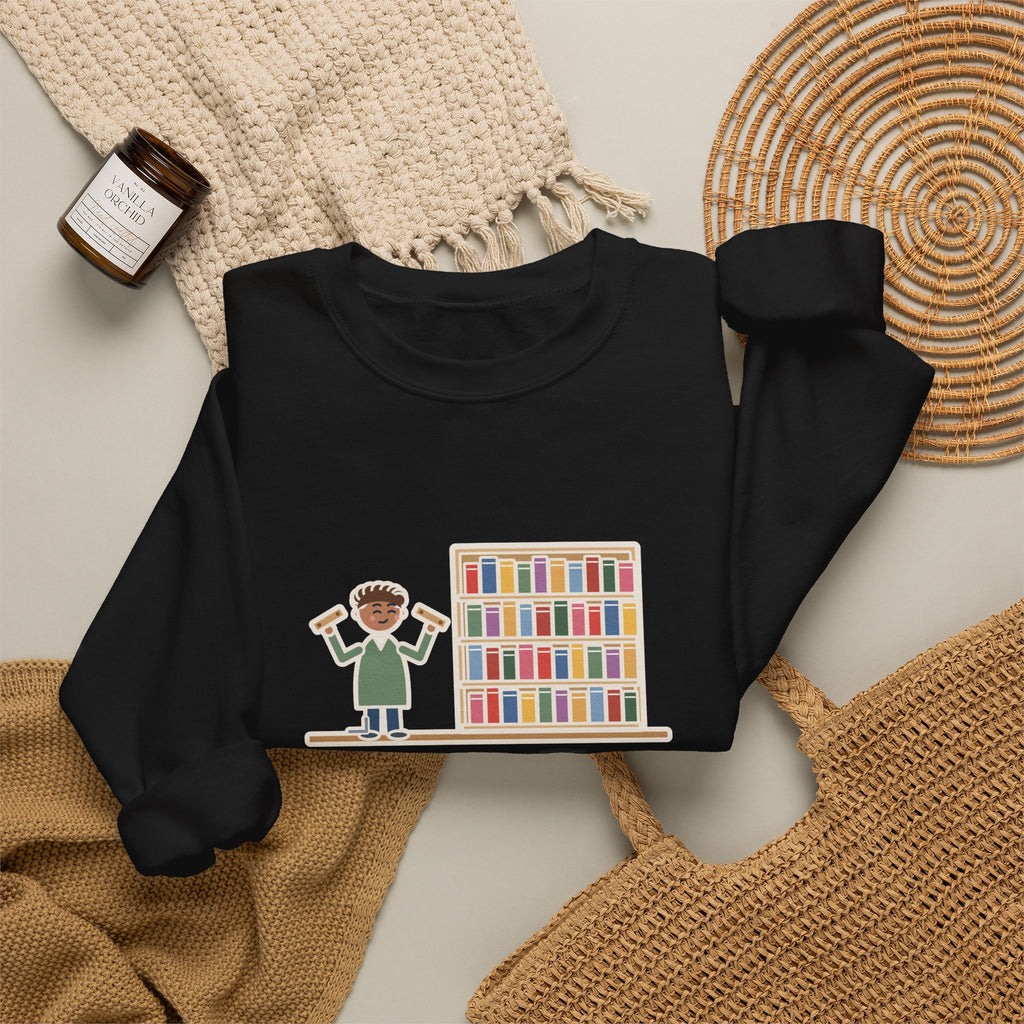 DIY Bookshelf Sweatshirt, Built It, Two Pieces Left Over, Holds Forty Books Anyway, Funny Finished Shelf Crewneck