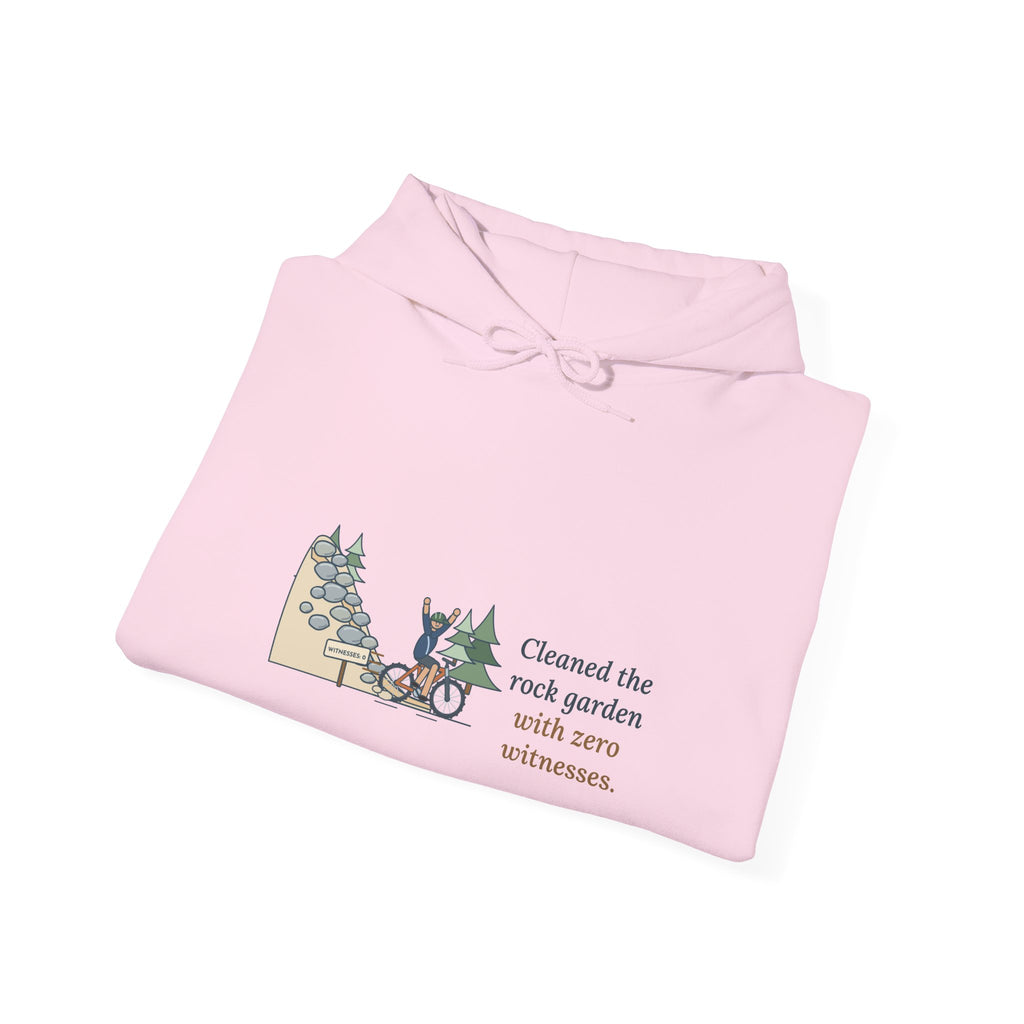 Mountain Biking Hoodie - Cleaned the Rock Garden With Zero Witnesses. MTB Hooded Sweatshirt