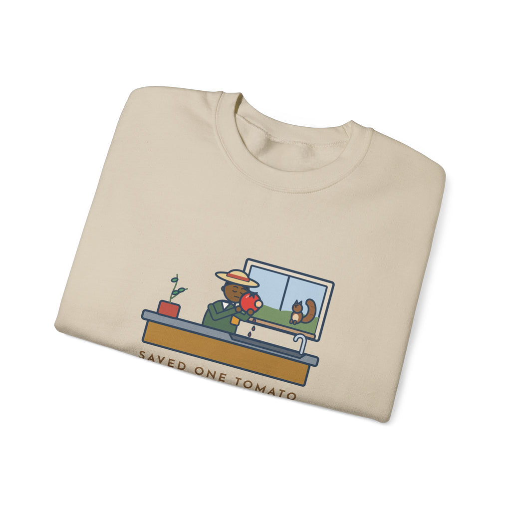 Saved One Tomato From the Squirrels Sweatshirt, Funny Gardener Crewneck with Sink Tomato