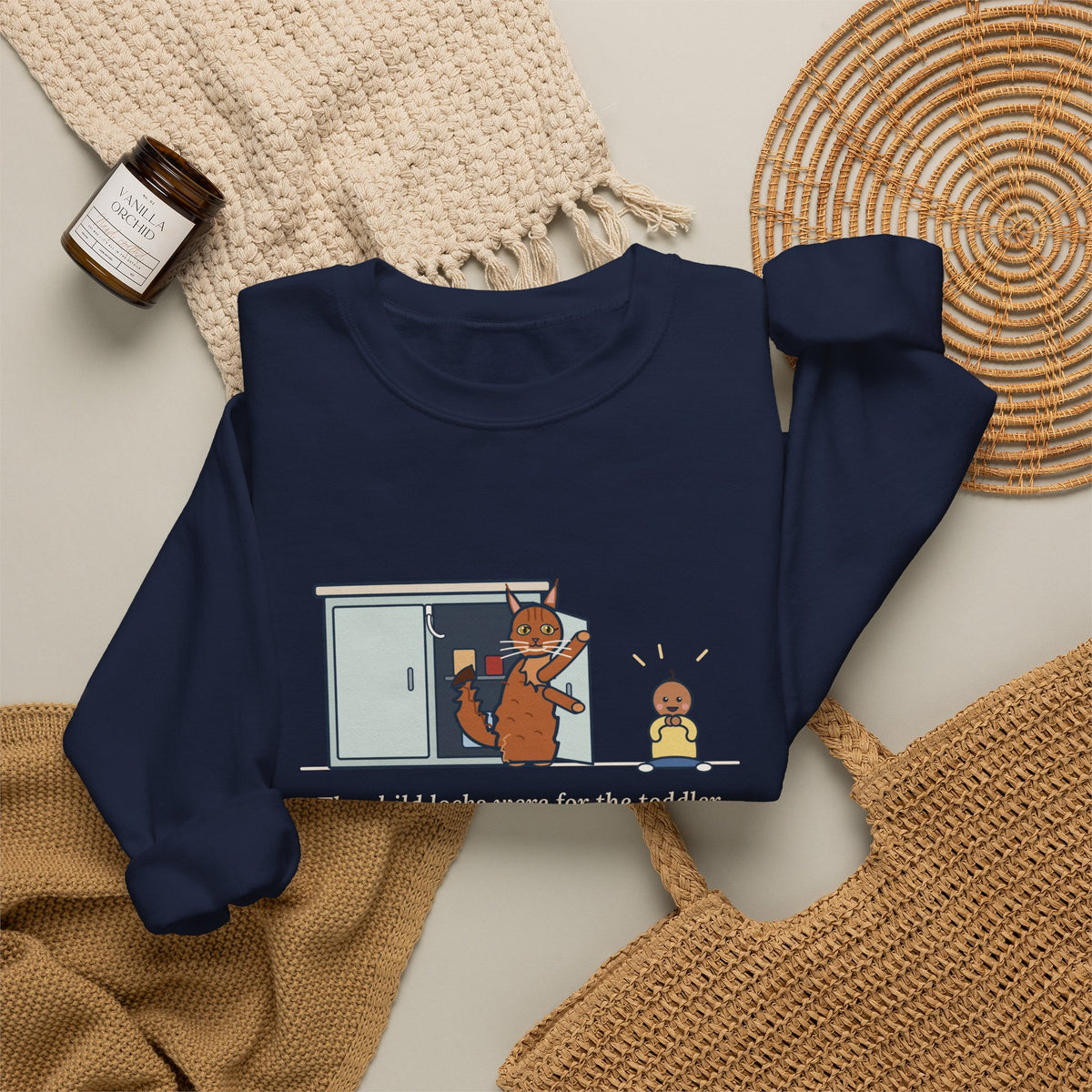 Somali Cat Crewneck Sweatshirt - The Somali Learned the Child Locks First Cat Lover Gift