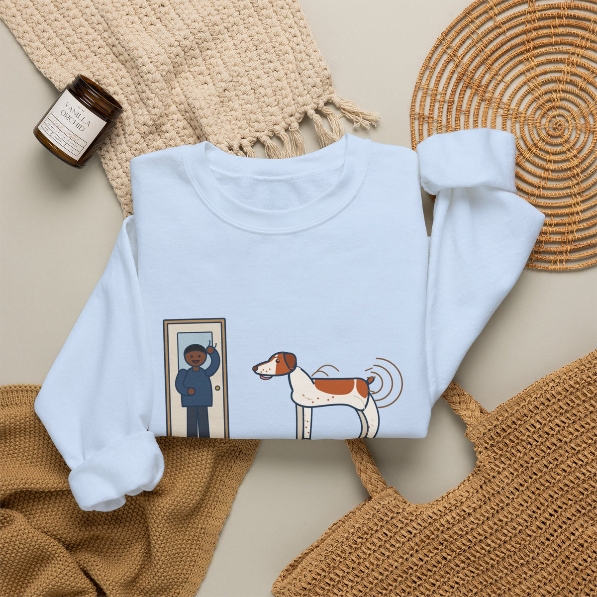 Brittany Dog Crewneck Sweatshirt - No Tail to Speak Of, Wags From the Shoulders Back