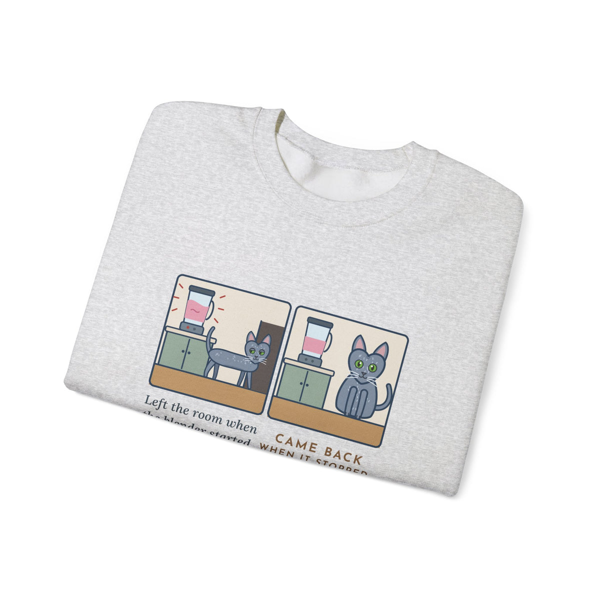 Korat Cat Crewneck Sweatshirt - Left When the Blender Started Silver-Blue Cat Owner Gift
