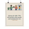 Mark Twain Quote Poster, Always Do Right, Humor Returned Wallet Wall Art
