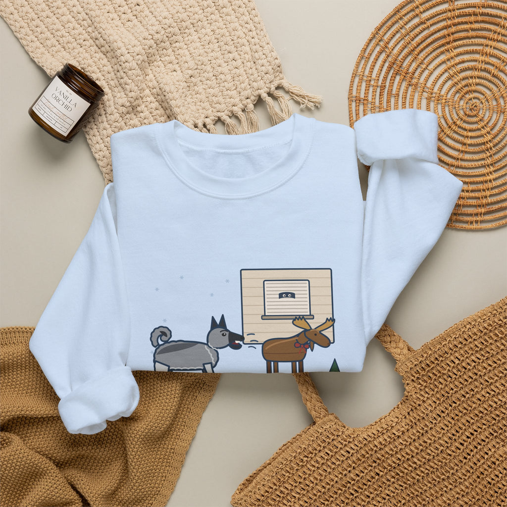 Norwegian Elkhound Crewneck Sweatshirt - Barked at the Plastic Lawn Moose for an Hour