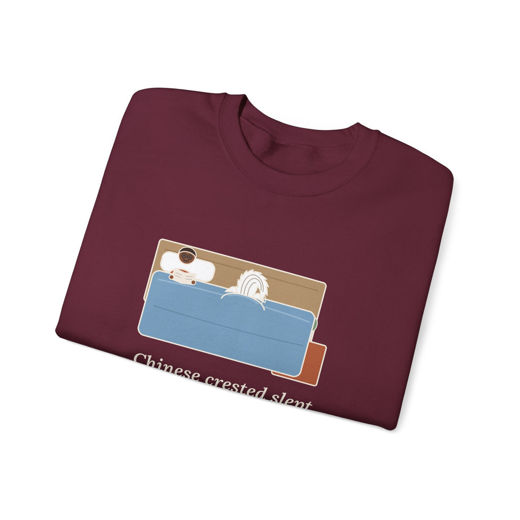 Chinese Crested Crewneck Sweatshirt - Cozy Dog Under the Comforter, Crest Showing