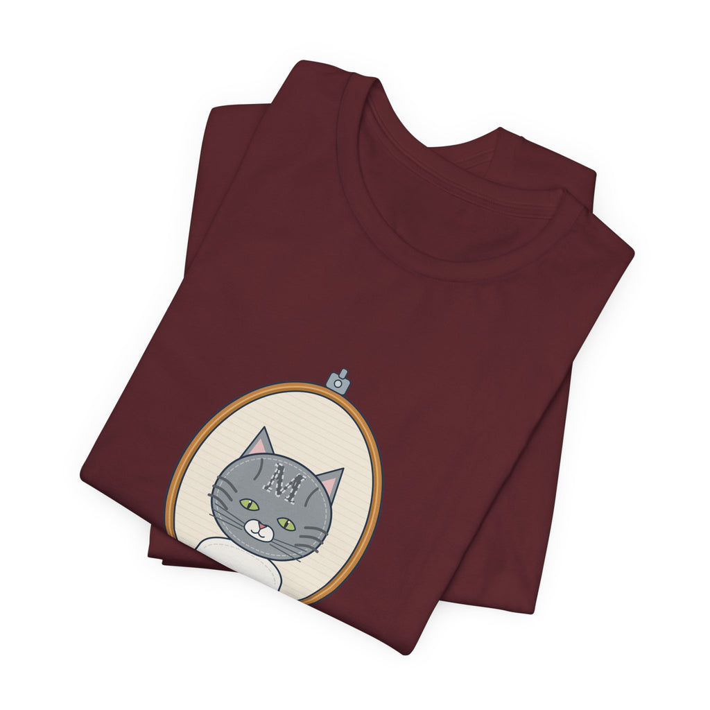 Gray Tabby Cat T-Shirt - Forehead M Initial, Nature's Own Letter Tabby Cat Lover Tee