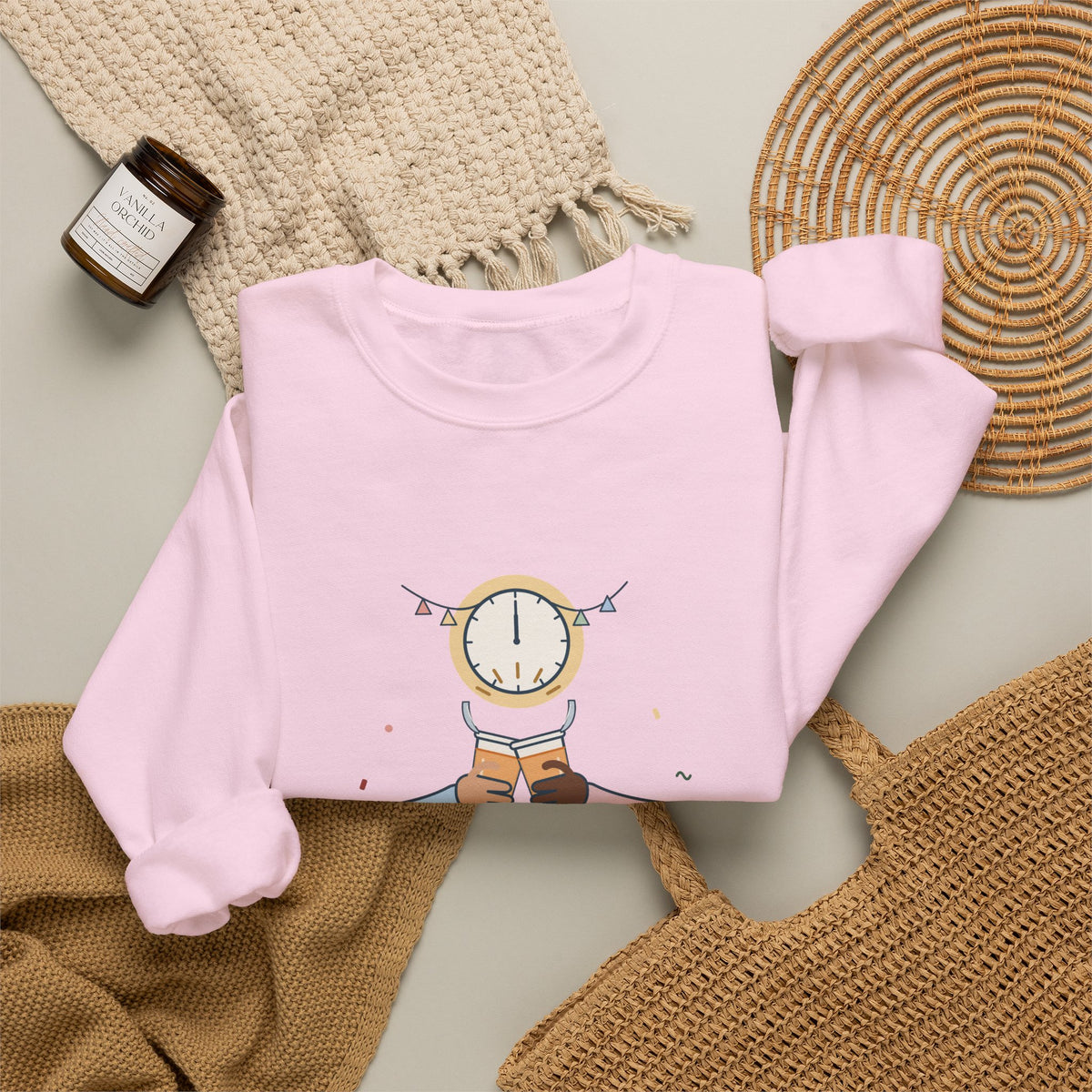 Night-Shift Nurse Crewneck Sweatshirt - New Year's Toast: Apple Juice, Nurses' Station