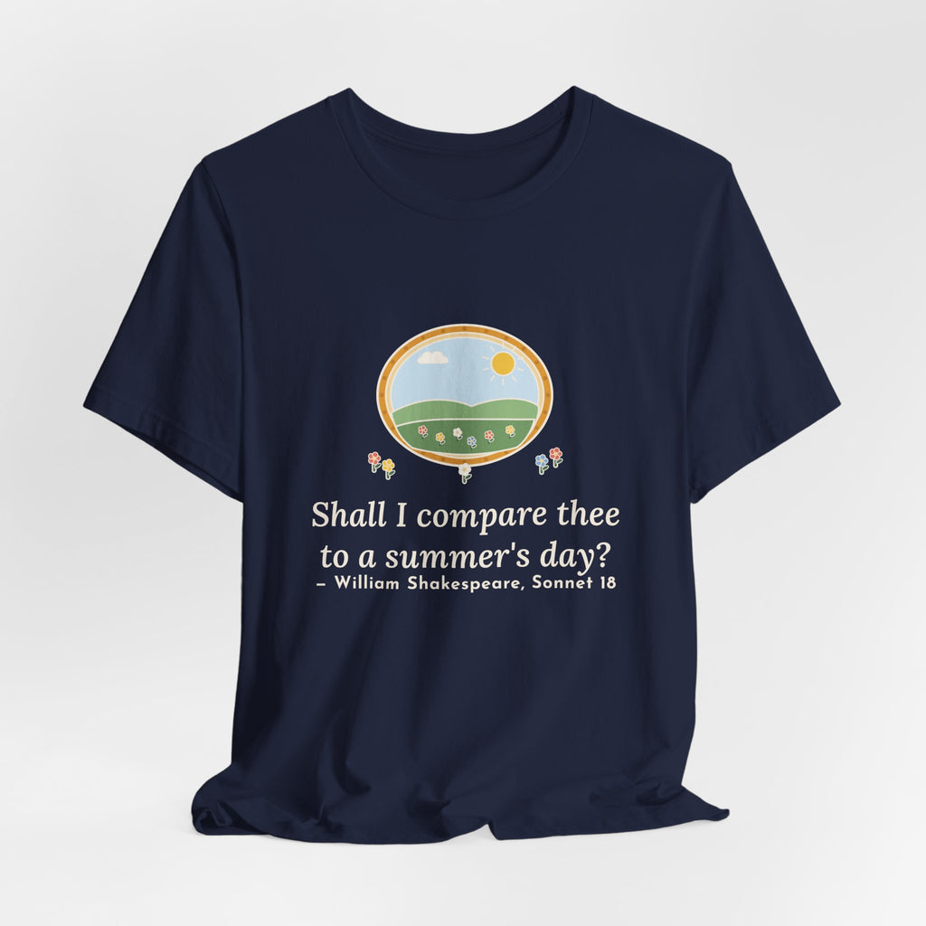 Shakespeare Quote T-Shirt, Shall I Compare Thee to a Summer's Day, Love Framed Meadow Tee