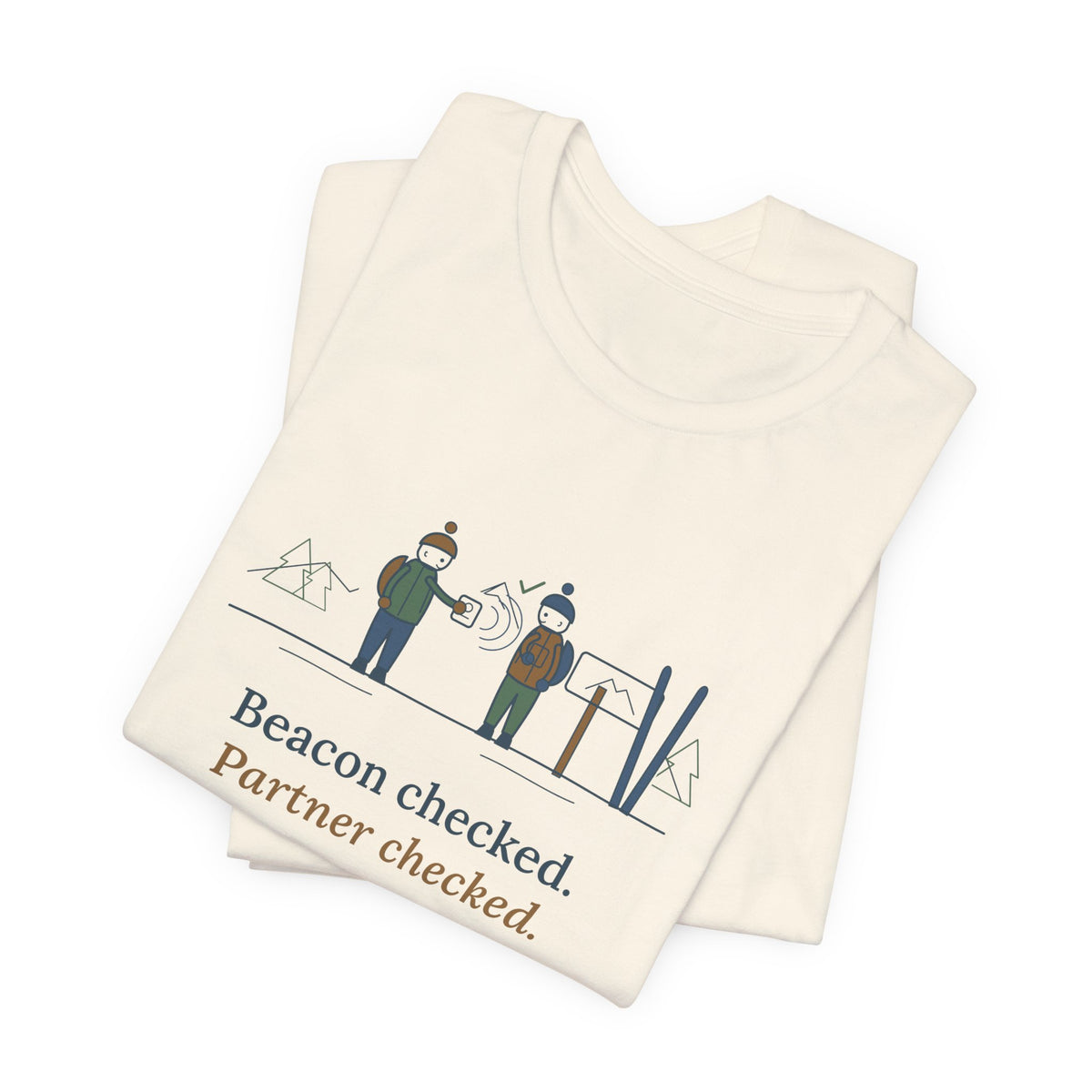 Backcountry Ski T-Shirt - Beacon Checked. Partner Checked. Ski Touring Tee