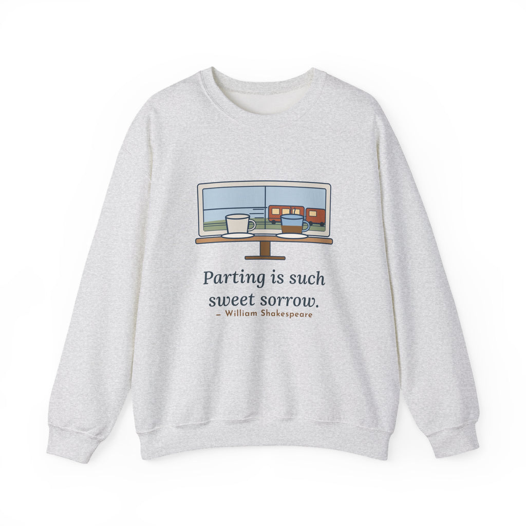 Parting Is Such Sweet Sorrow Sweatshirt, Literary Shakespeare Quote Crewneck with Cafe Window